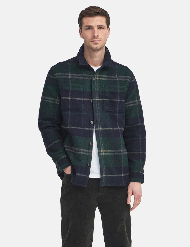 Barbour Chapter Tailored Check Overshirt - Green Lock Tartan
