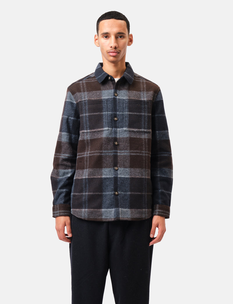 Barbour Chapter Tailored Check Overshirt - Midnight Oak Tartan