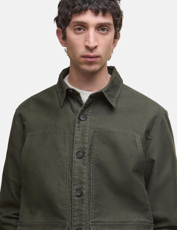 Barbour Newbirch Cotton Sateen Overshirt - Forest Green