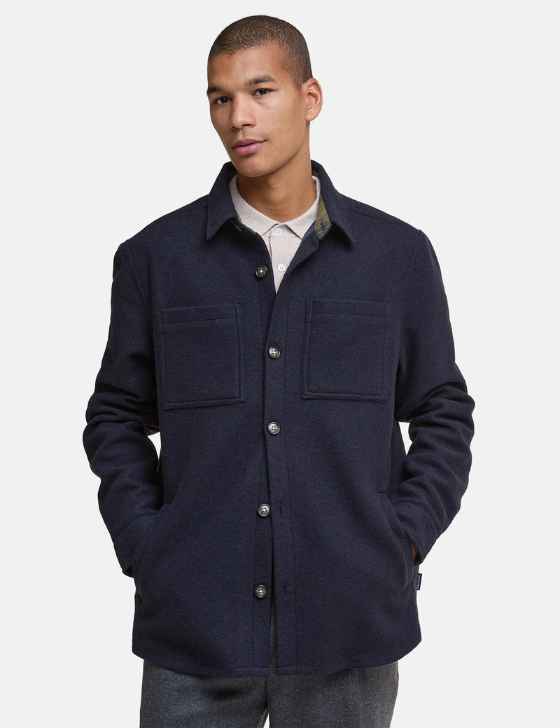Barbour Marlow Tailored Wool Blend Overshirt - Navy Marl