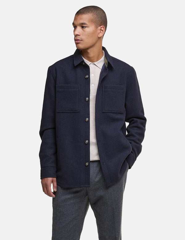 Barbour Marlow Tailored Wool Blend Overshirt - Navy Marl