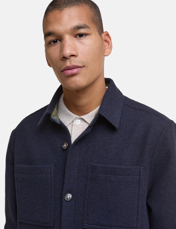 Barbour Marlow Tailored Wool Blend Overshirt - Navy Marl