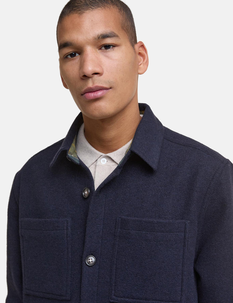 Barbour Marlow Tailored Wool Blend Overshirt - Navy Marl