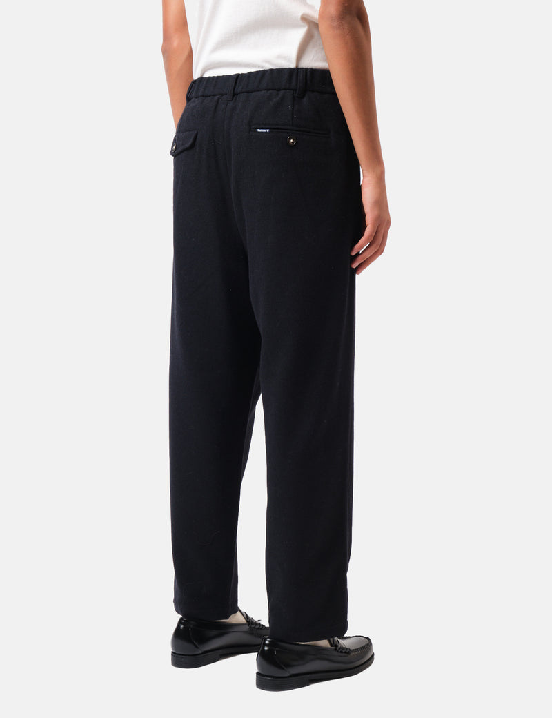 Barbour Wool Blend Relaxed Trousers - Navy Blue