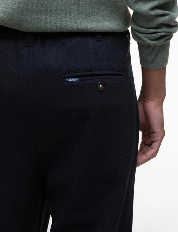 Barbour Wool Blend Relaxed Trousers - Navy Blue
