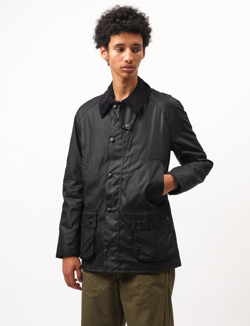 Barbour Ashby Wax Jacket Black Classic Lining Urban Excess