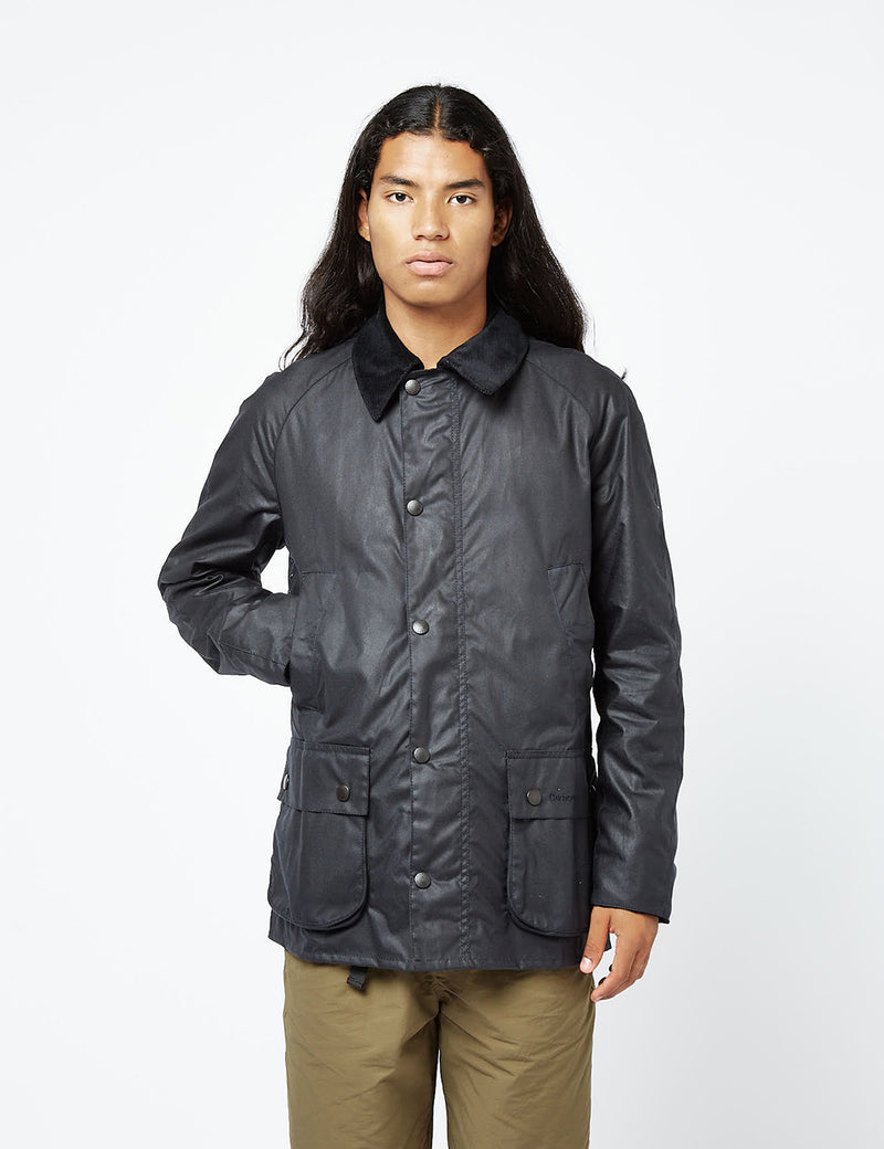 Barbour Ashby Wax Jacket - Navy Blue