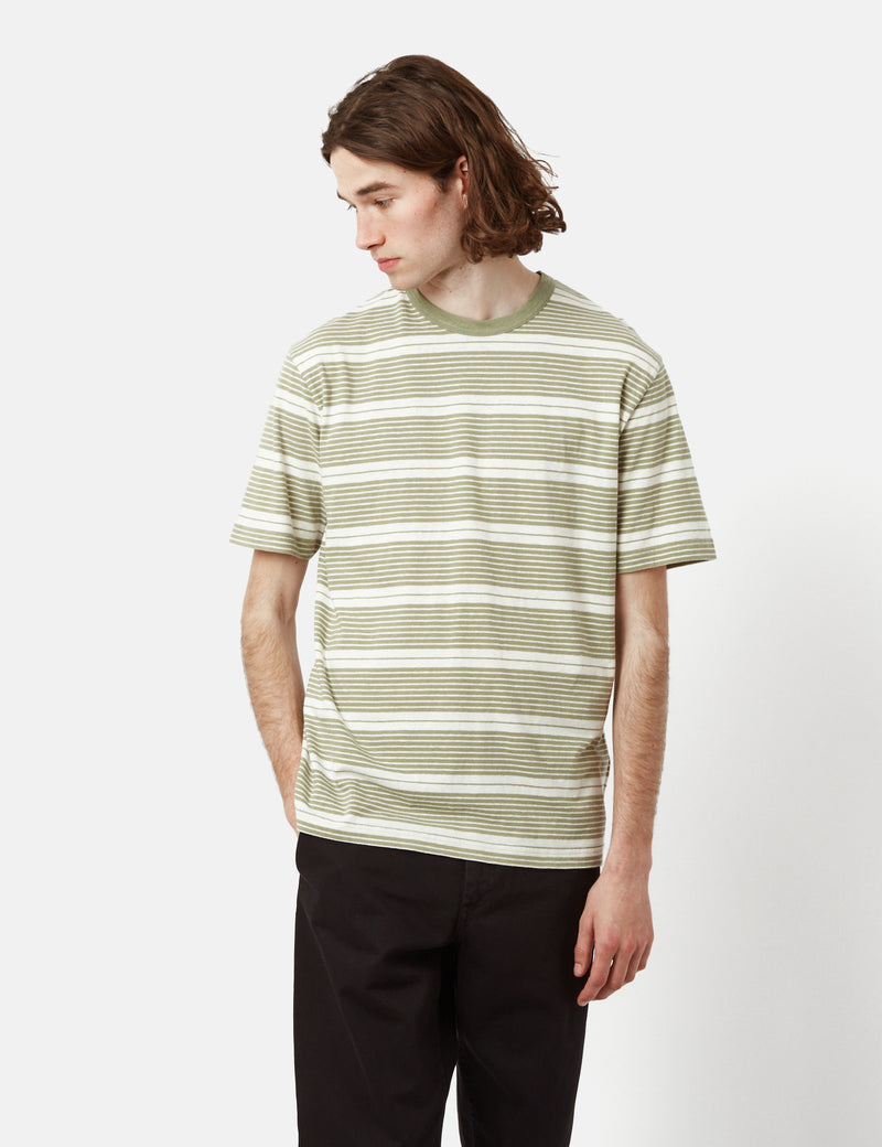 Norse Projects Johannes Stripe T-Shirt - Sunwashed Green