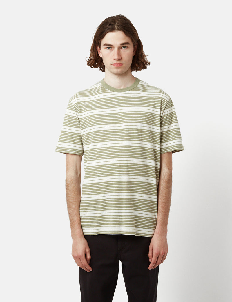 Norse Projects Johannes Stripe T-Shirt - Sunwashed Green