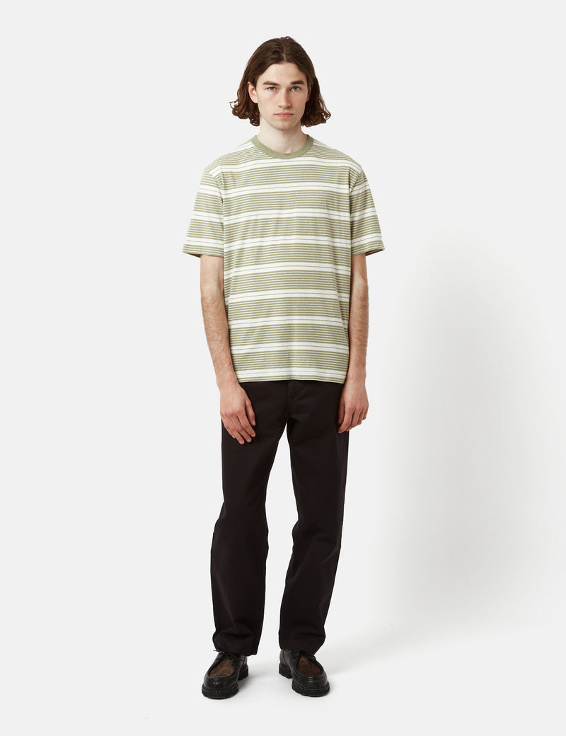 Norse Projects Johannes Stripe T-Shirt - Sunwashed Green