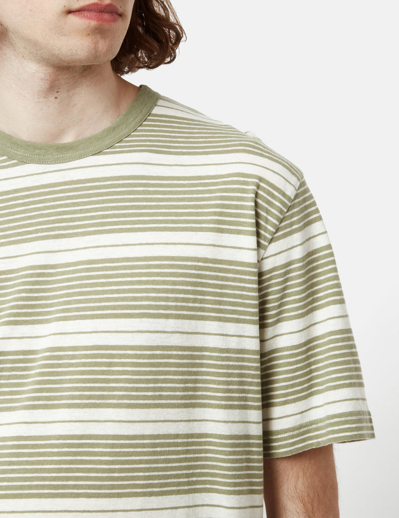 Norse Projects Johannes Stripe T-Shirt - Sunwashed Green