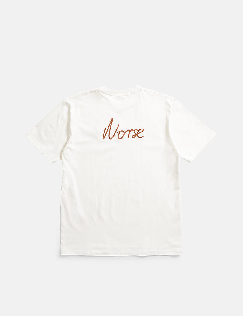 Norse Projects Johannes Chain Stitch Logo T-Shirt (Organic) - Ecru