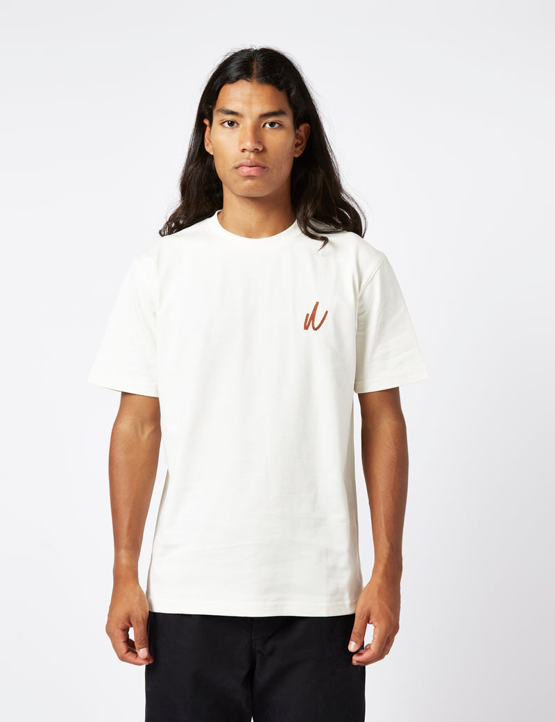 Norse Projects Johannes Chain Stitch Logo T-Shirt (Organic) - Ecru