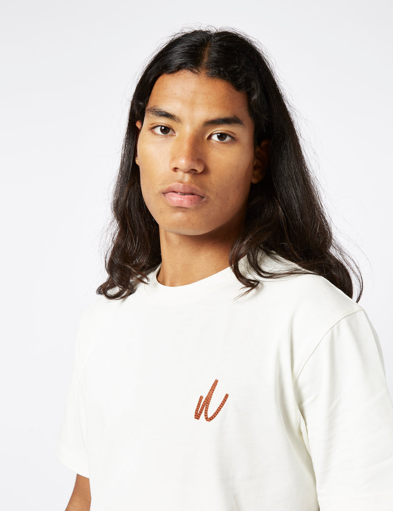 Norse Projects Johannes Chain Stitch Logo T-Shirt (Organic) - Ecru