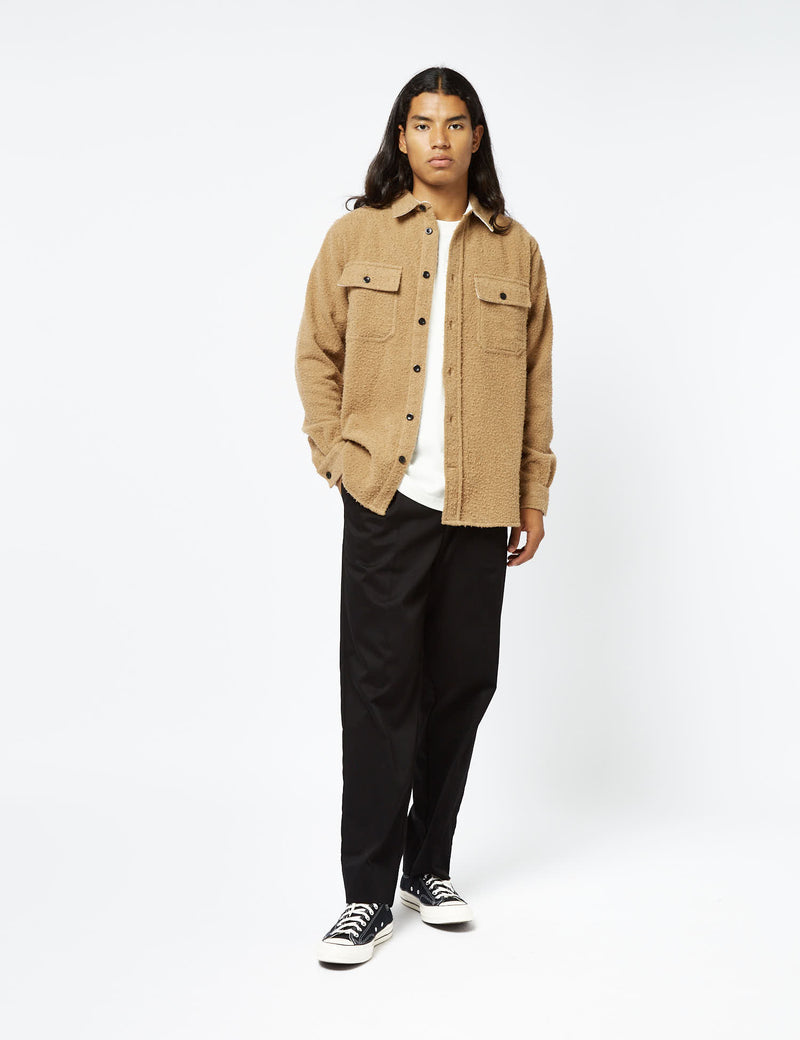 Norse Projects Silas Textured Overshirt (Wool) - Camel Brown