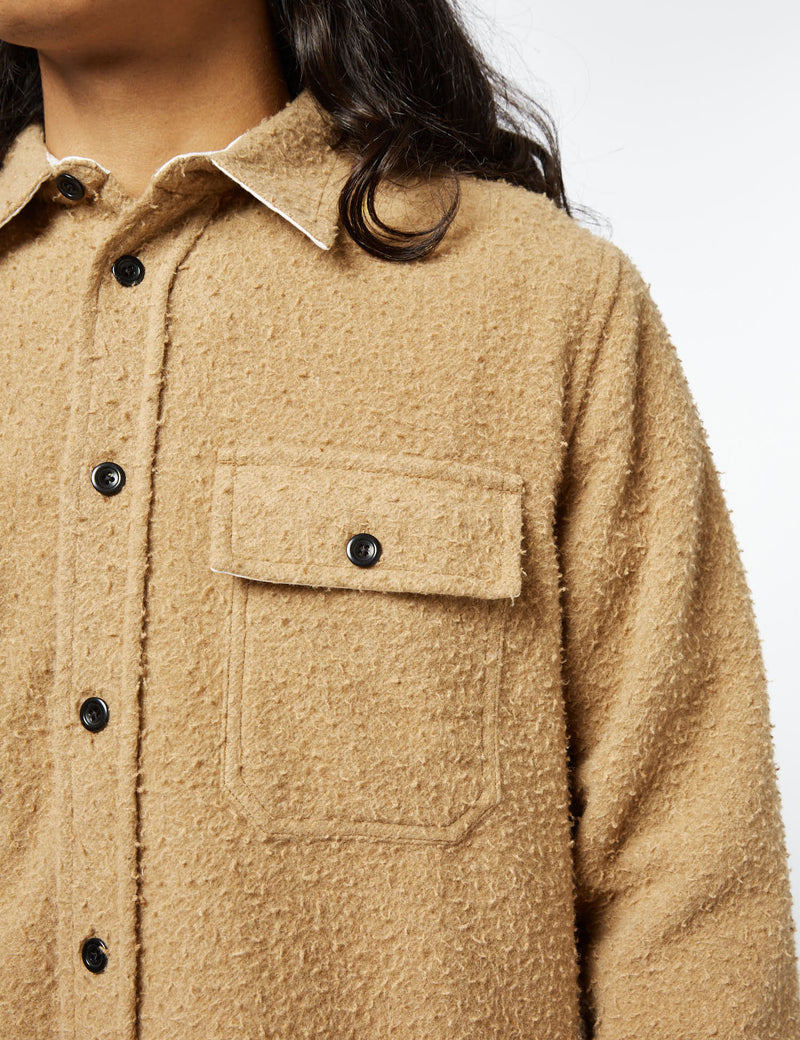 Norse Projects Silas Textured Overshirt (Wool) - Camel Brown
