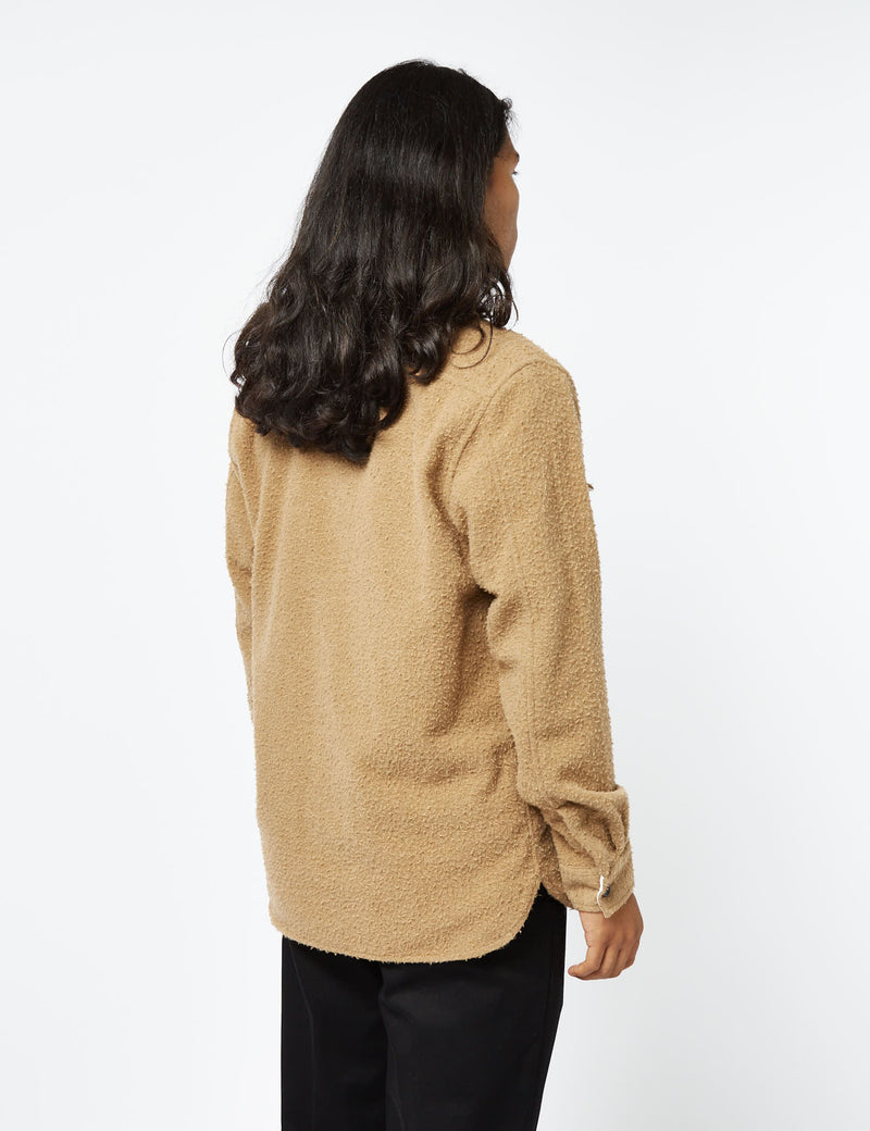 Norse Projects Silas Textured Overshirt (Wool) - Camel Brown