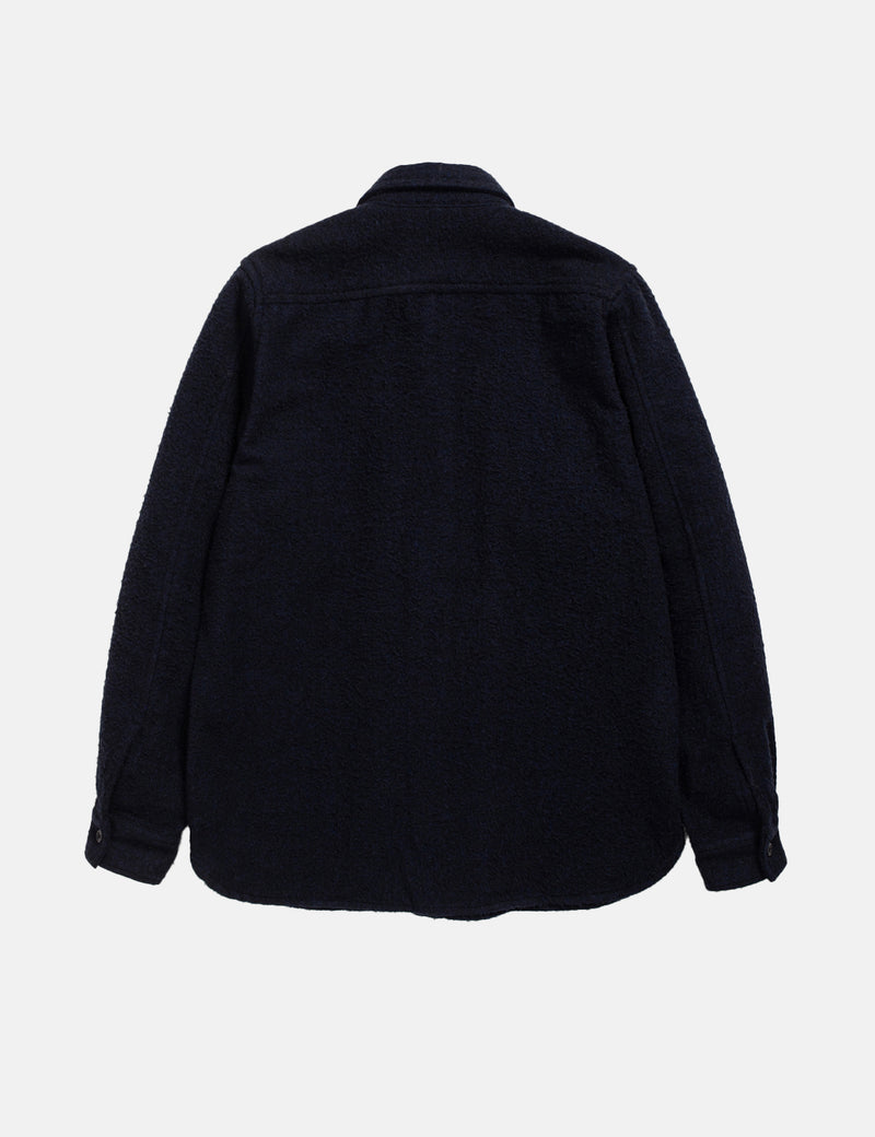 Norse Projects Silas Textured Overshirt (Wool) - Dark Navy Blue