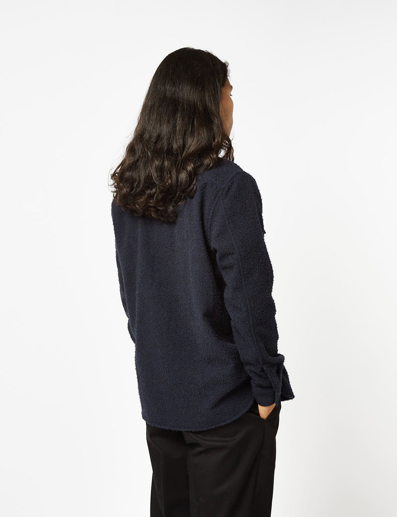 Norse Projects Silas Textured Overshirt (Wool) - Dark Navy Blue