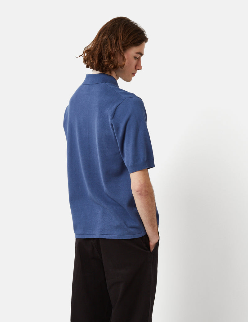 Chemise à manches courtes Rollo de Norse Projects (coton/lin) - bleu calcite