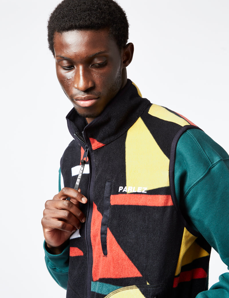 Parlez Lark Fleece Gillet - Multi Green/Yellow/Red