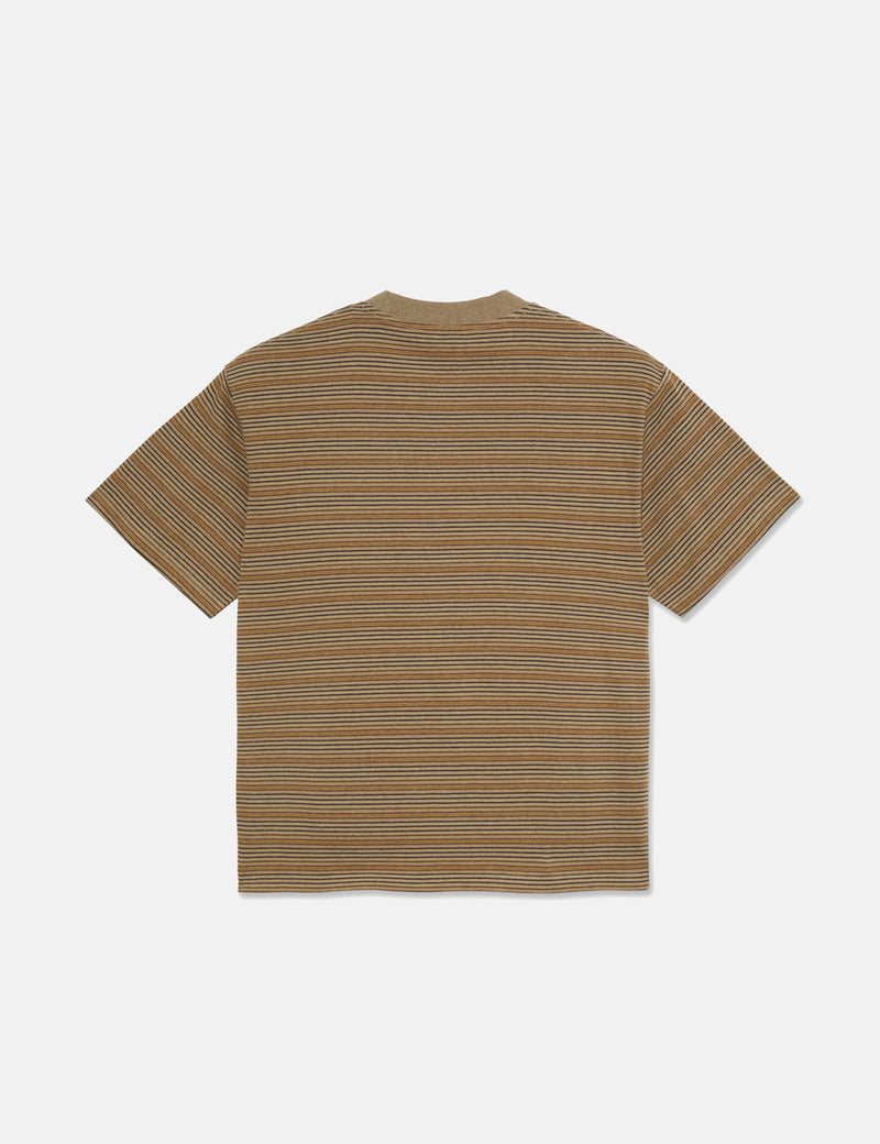 Polar Skate Co. Stripe Surf T-Shirt - Camel Brown