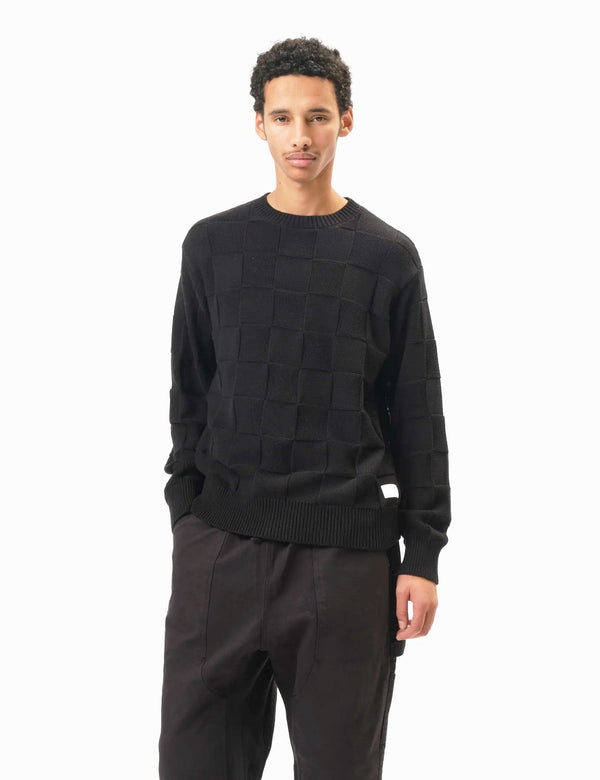 Service Works Check Knit Crewneck Sweater - Black