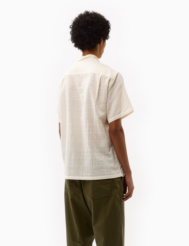 Portuguese Flannel Grain Cotton Short Sleeve Shirt - White