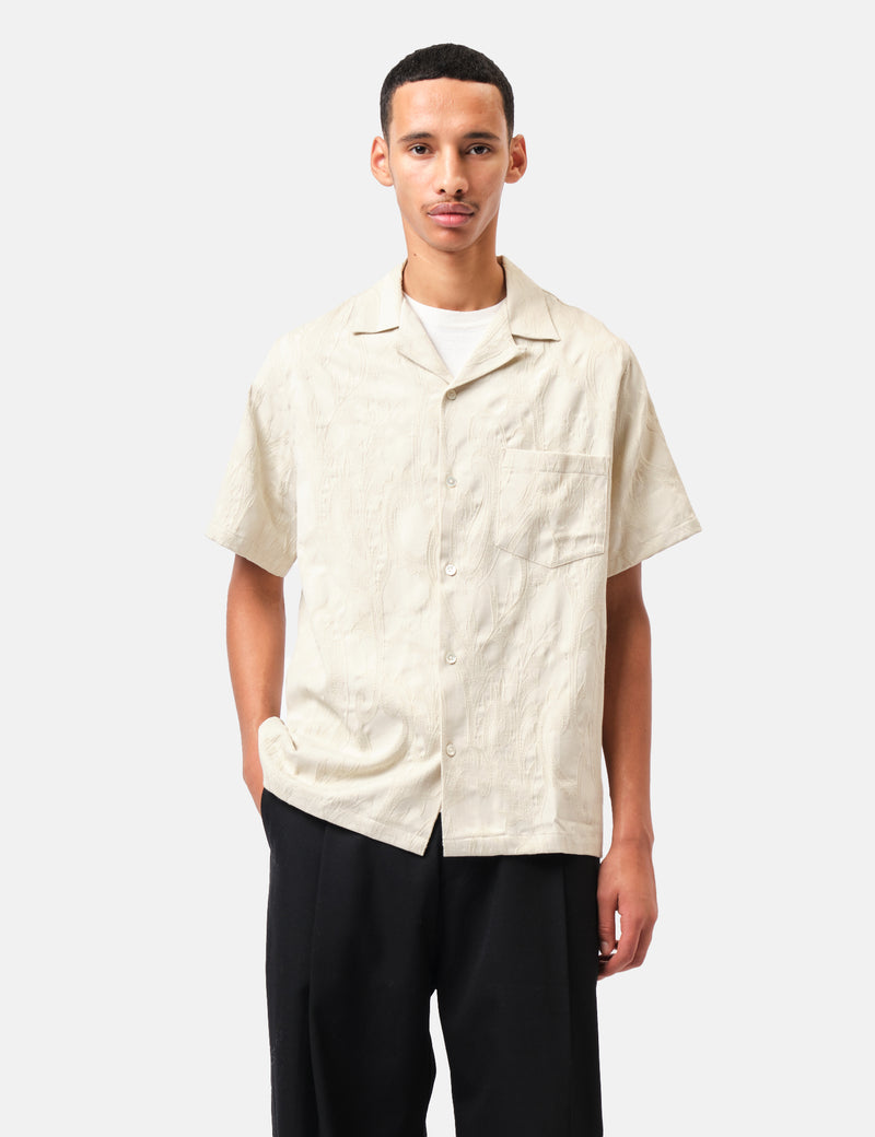 Portuguese Flannel Summer Paisley Short Sleeve Shirt - Saut Ecru