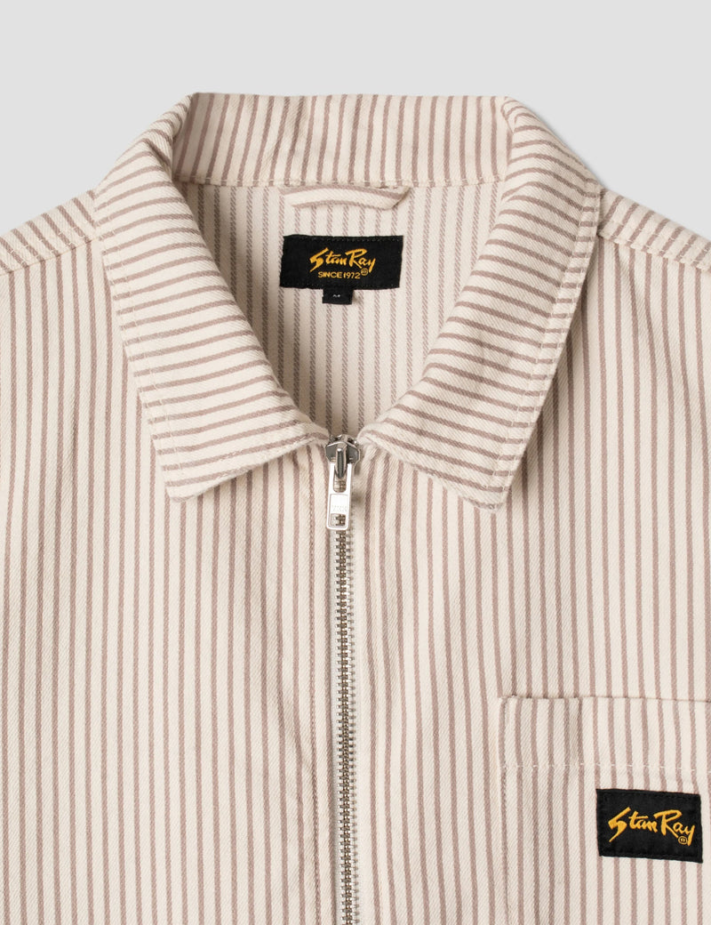 Stan Ray Zip Shirt (Peyote Hickory) - Orange/White