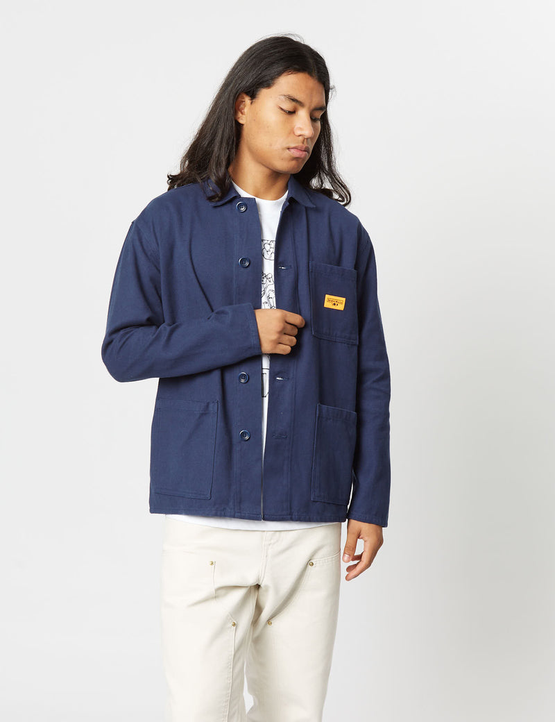 Service Works Coverall Jacket (Moleskin) - Navy Blue