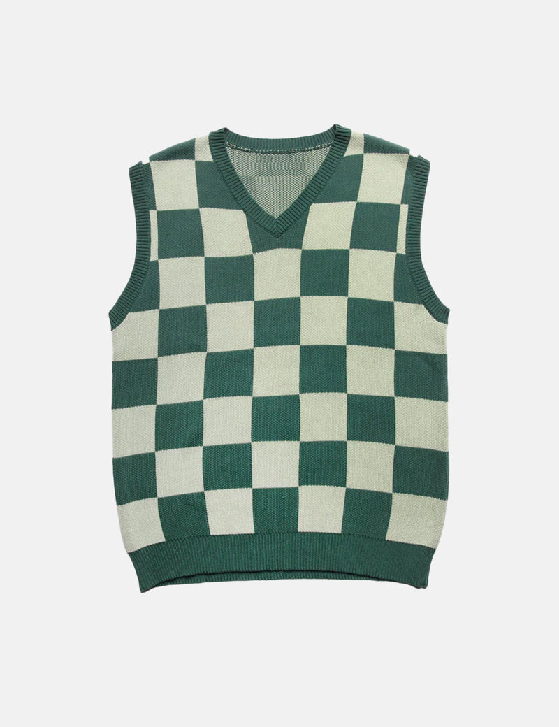 Service Works Checkerboard Knitted Vest - Green