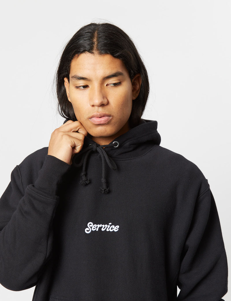 Service Works Embroidered Hooded Sweatshirt - Black