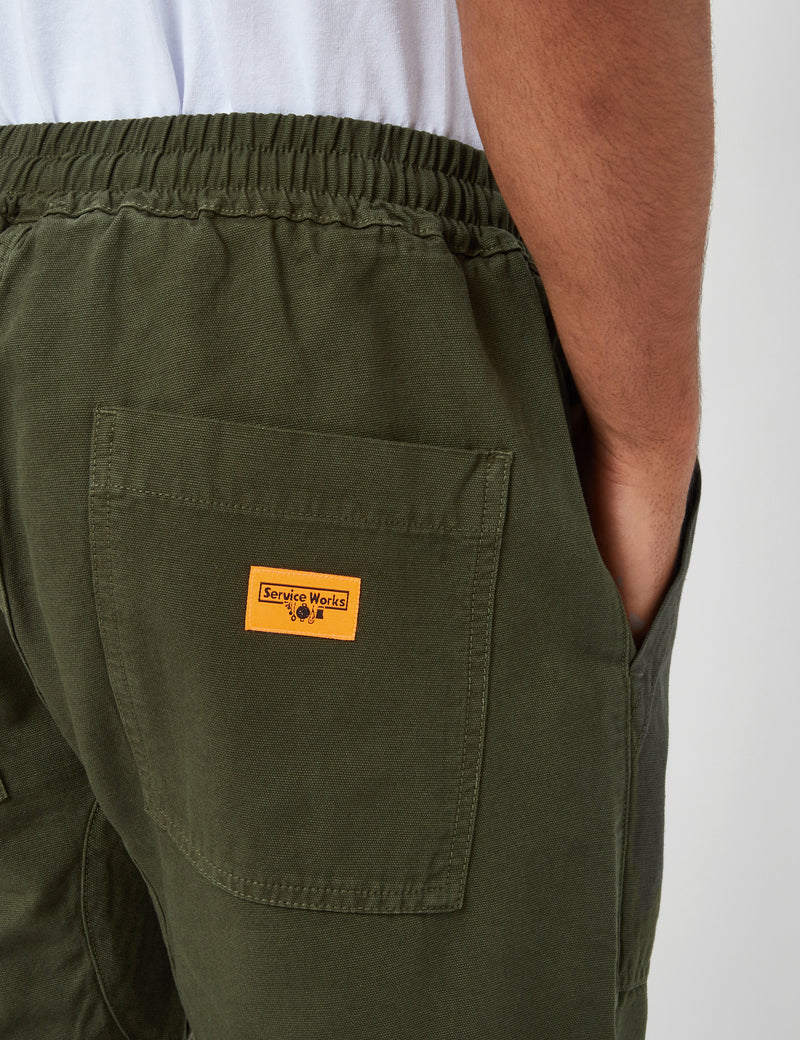 Service Works Canvas Chef Shorts - Olive Green