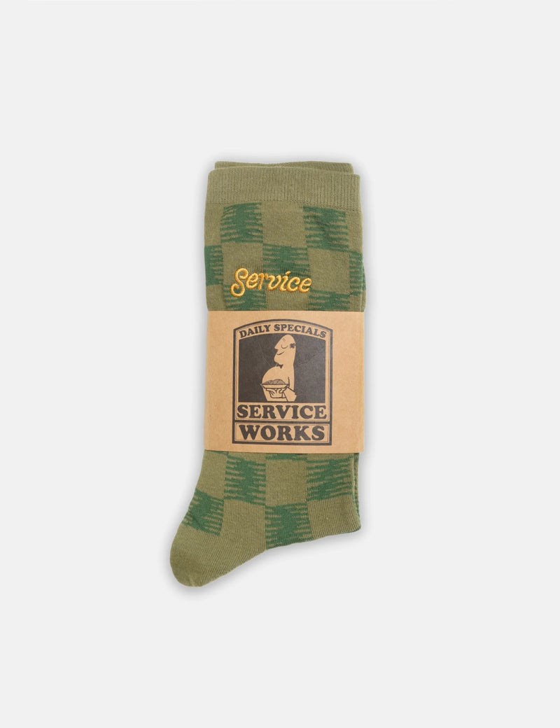 Service Works Checker Socks - Green