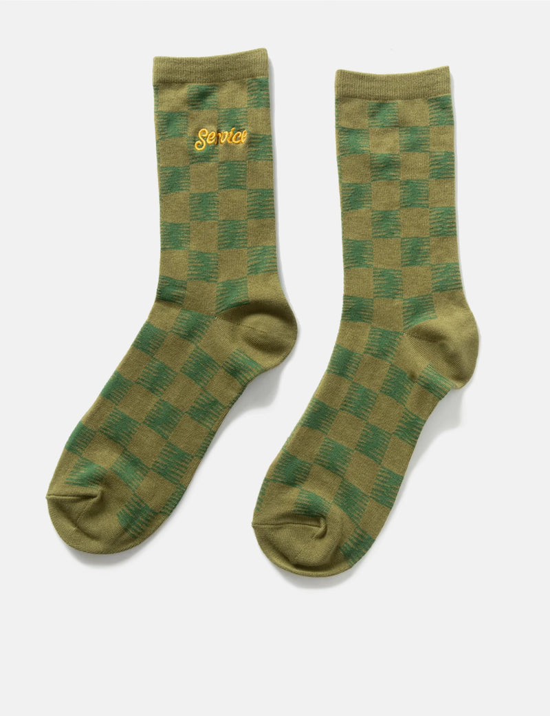 Service Works Checker Socks - Green