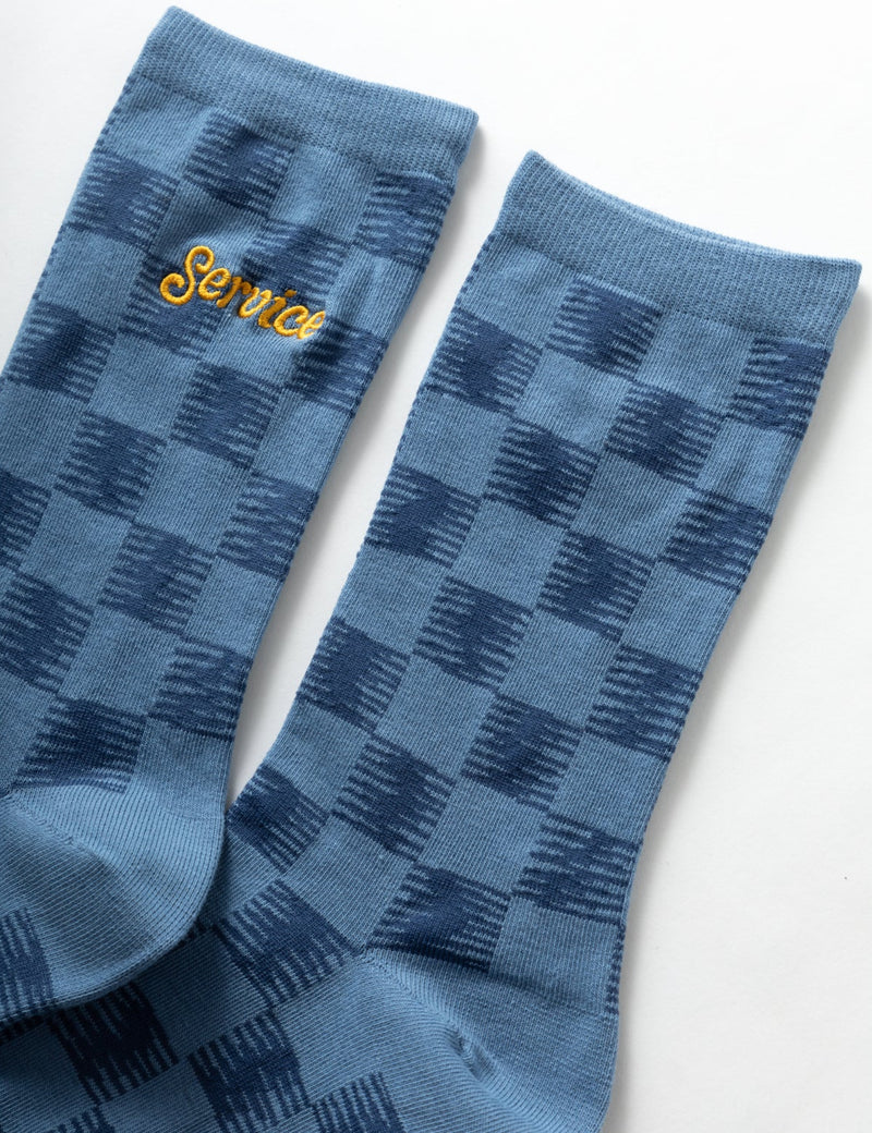 Service Works Checker Socks - Blue/Navy