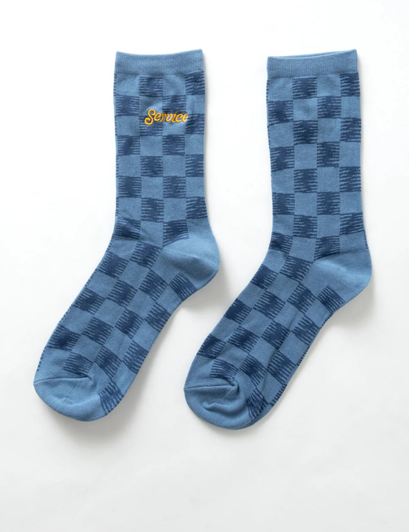 Service Works Checker Socks - Blue/Navy
