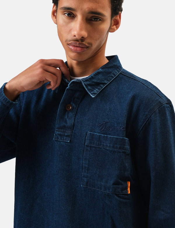 Service Works Denim Script Popover - One Wash Indigo Blue