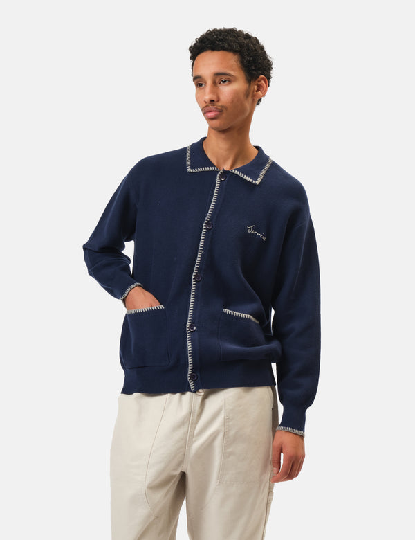 Service Works Blanket Stitch Cardigan - Navy Blue