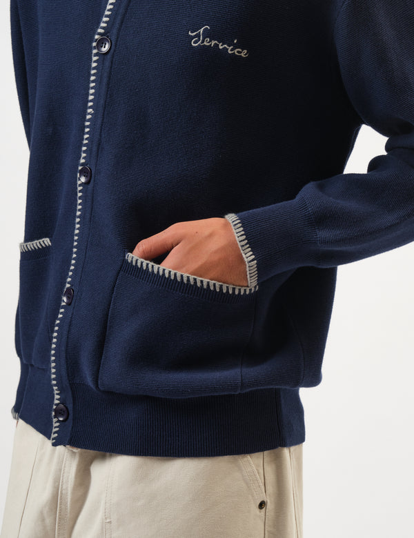 Service Works Blanket Stitch Cardigan - Navy Blue