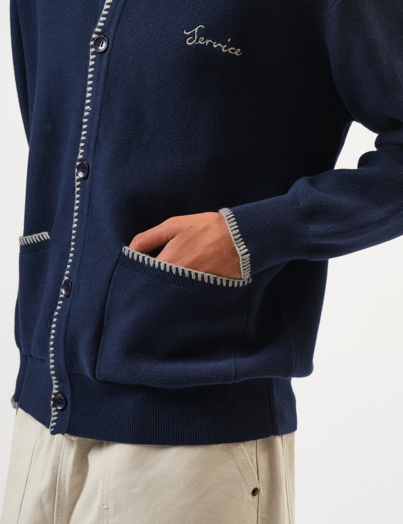 Service Works Blanket Stitch Cardigan - Navy Blue
