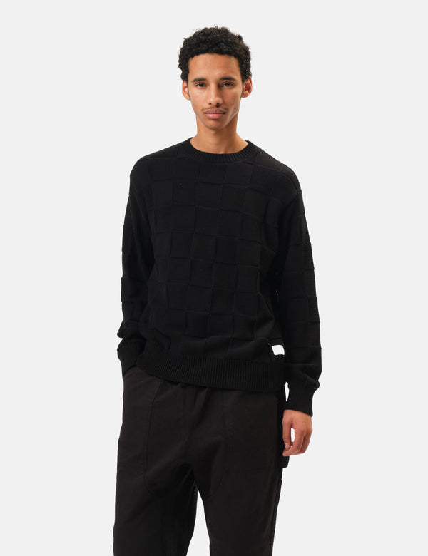 Service Works Check Knit Crewneck Sweater - Black