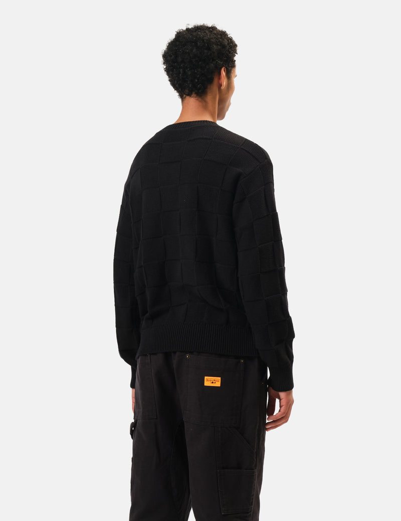 Service Works Check Knit Crewneck Sweater - Black
