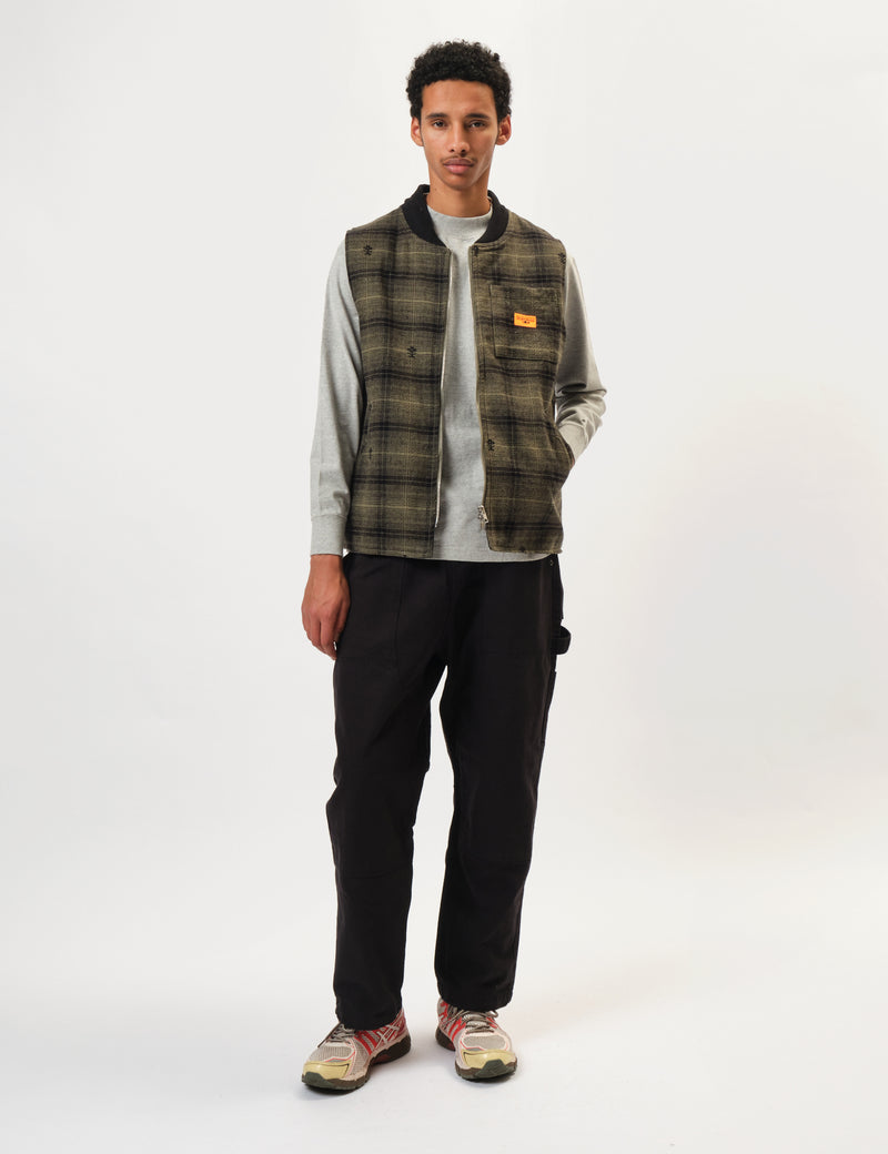 Service Works Thistle Plaid Work Vest - Olive Green