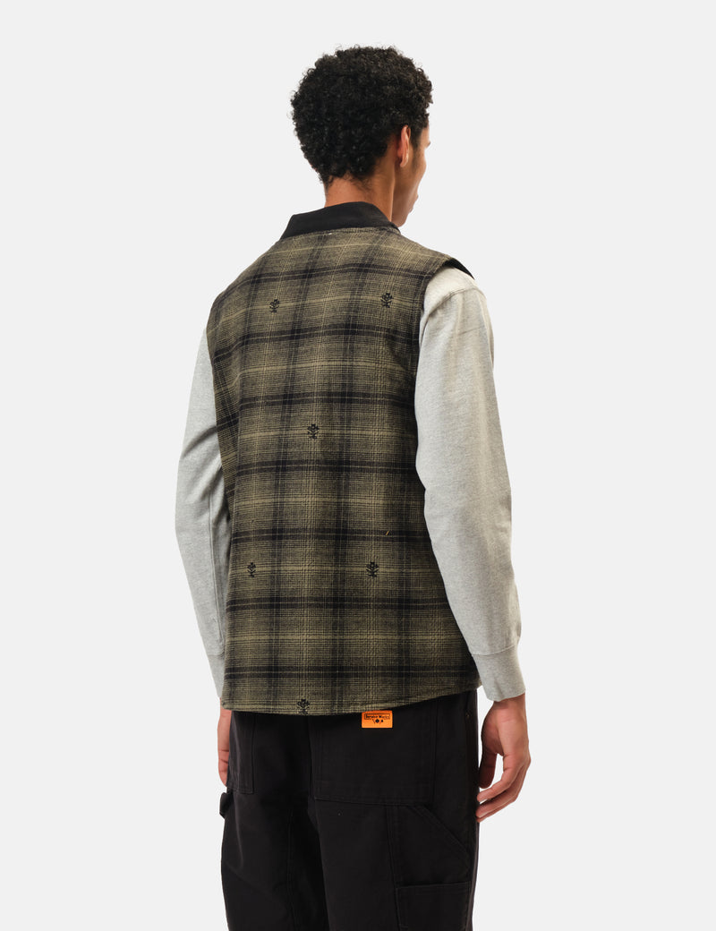 Service Works Thistle Plaid Work Vest - Olive Green