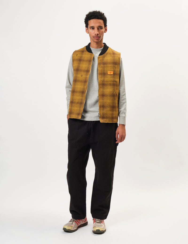 Service Works Thistle Plaid Work Vest - Ochre Yellow