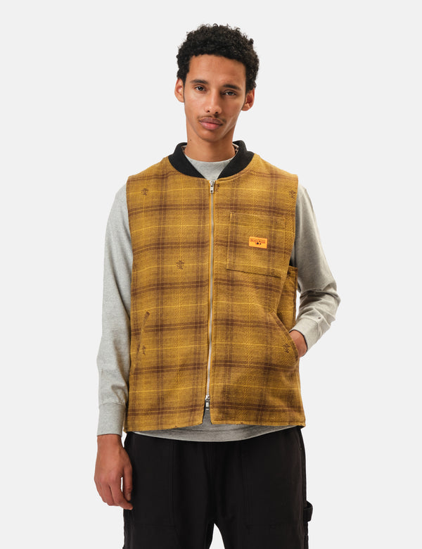 Service Works Thistle Plaid Work Vest - Ochre Yellow
