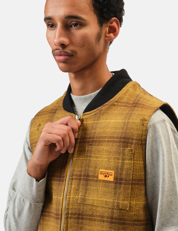 Service Works Thistle Plaid Work Vest - Ochre Yellow