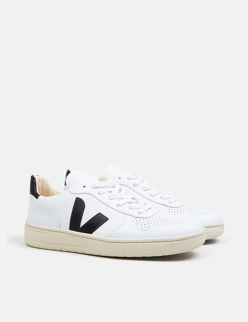 Baskets Veja V-10 - Cuir Blanc/Noir